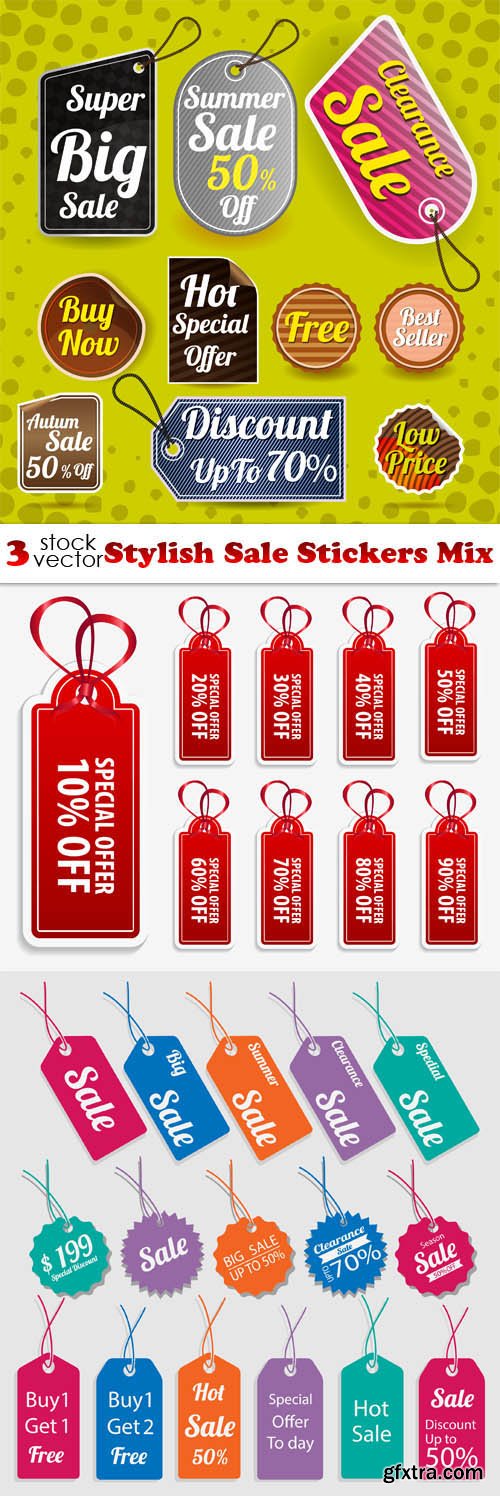 Vectors - Stylish Sale Stickers Mix