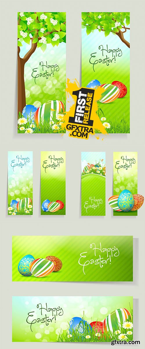 Stock: Set of Easter Cards with Grass