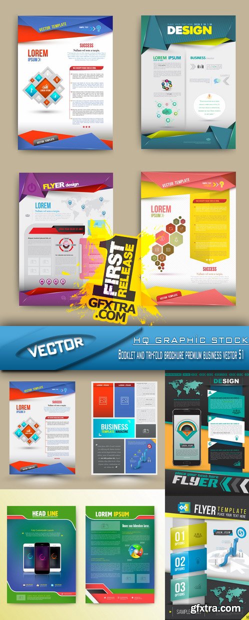 Stock Vector - Booklet and tri-fold brochure premium business vector 51