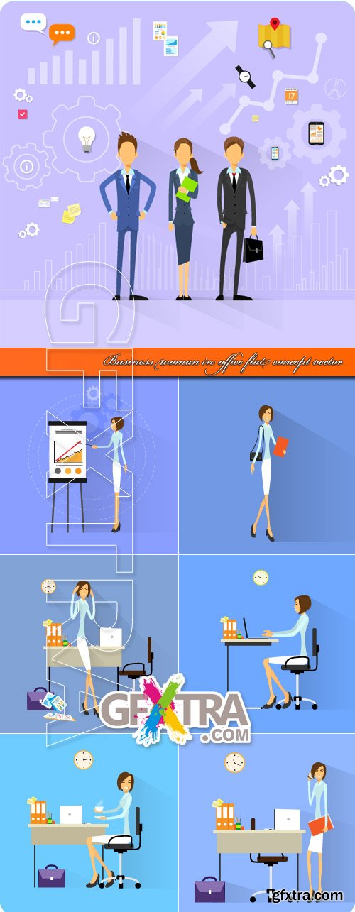 Business woman in office flat concept vector