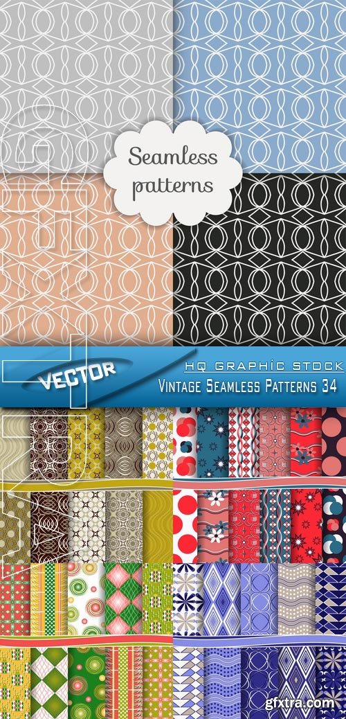 Stock Vector - Vintage Seamless Patterns 34