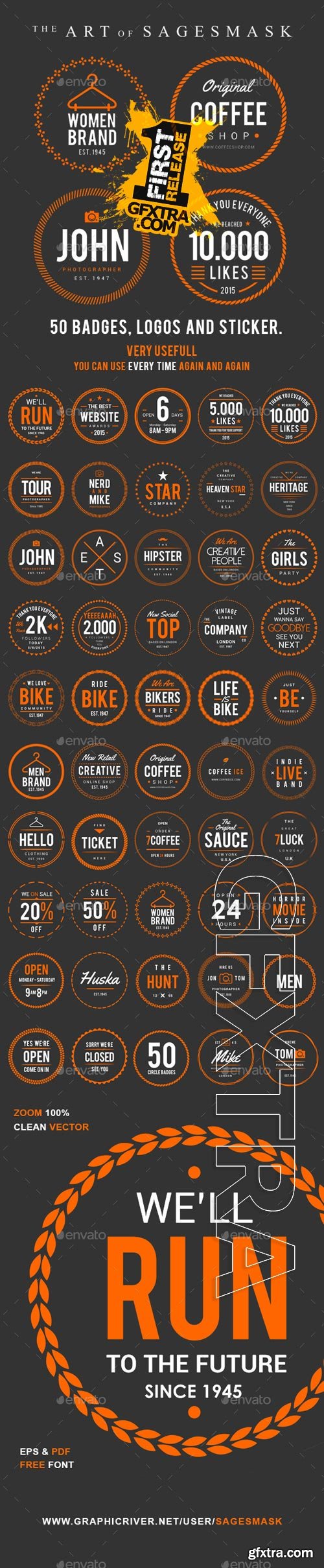 GraphicRiver - 50 Circle Badges, Logos And Sticker.