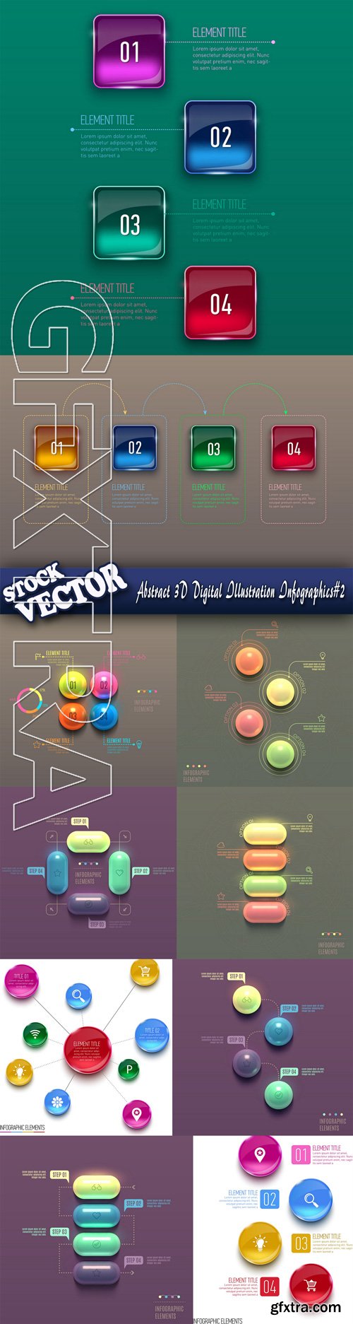 Stock Vector - Abstract 3D Digital Illustration Infographics#2