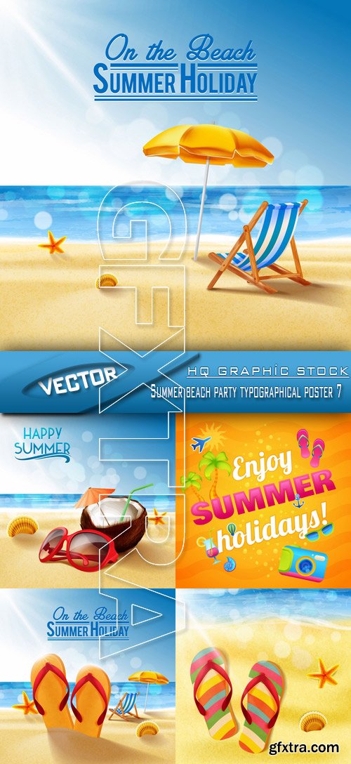 Stock Vector - Summer beach party typographical poster 7
