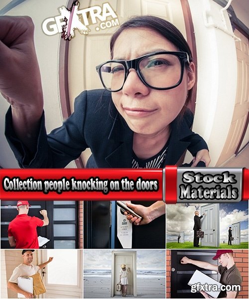 Collection people knocking on the doors of delivery things 25 HQ Jpeg