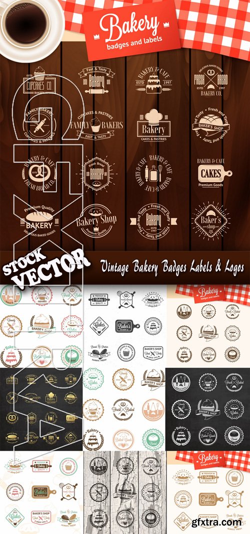 Stock Vector - Vintage Bakery Badges Labels & Logos