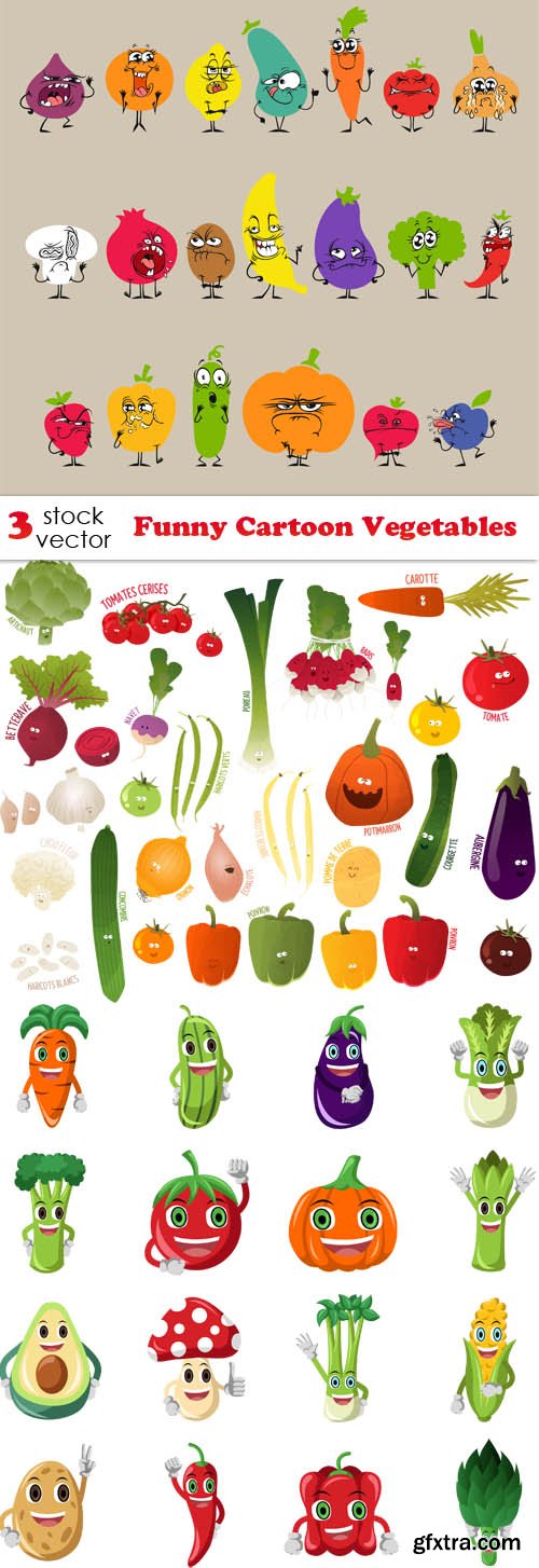Vectors - Funny Cartoon Vegetables