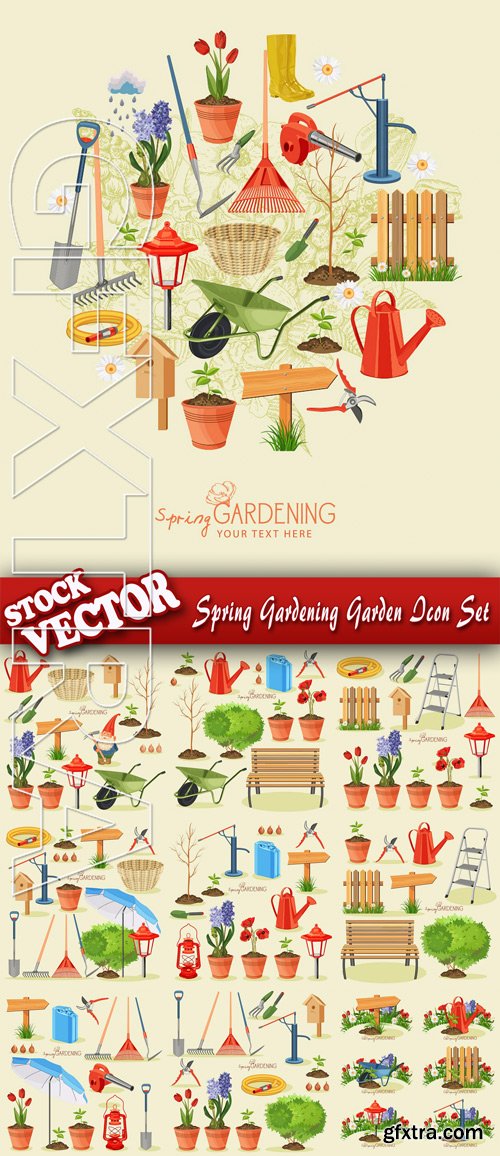 Stock Vector - Spring Gardening Garden Icon Set