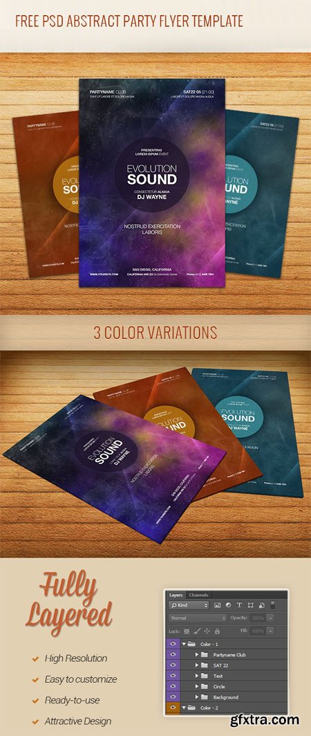 Abstract Party Flyer PSD Template