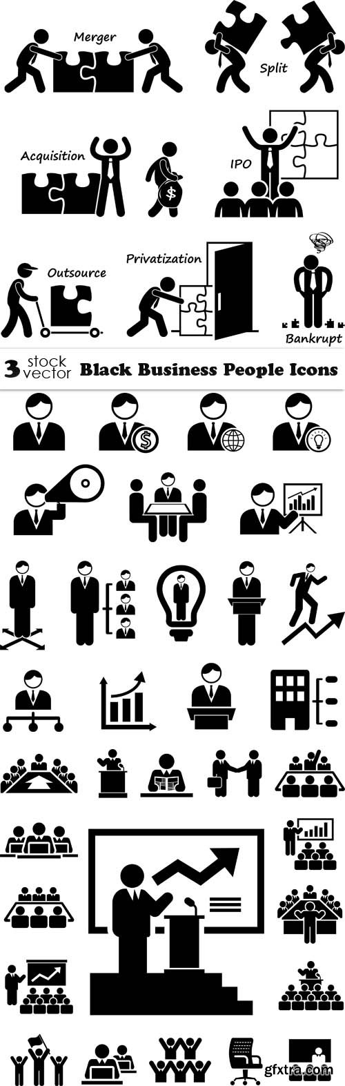 Vectors - Black Business People Icons