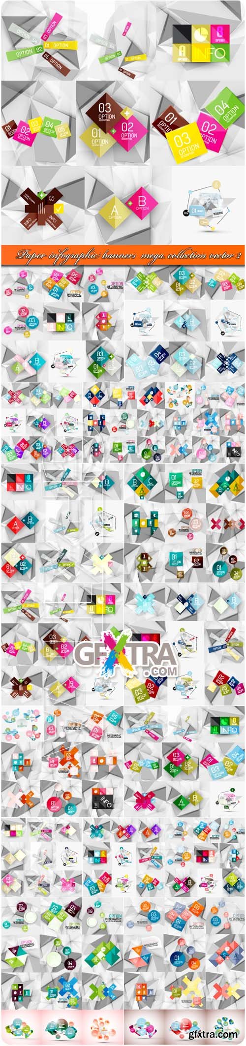 Paper infographic banners mega collection vector 2