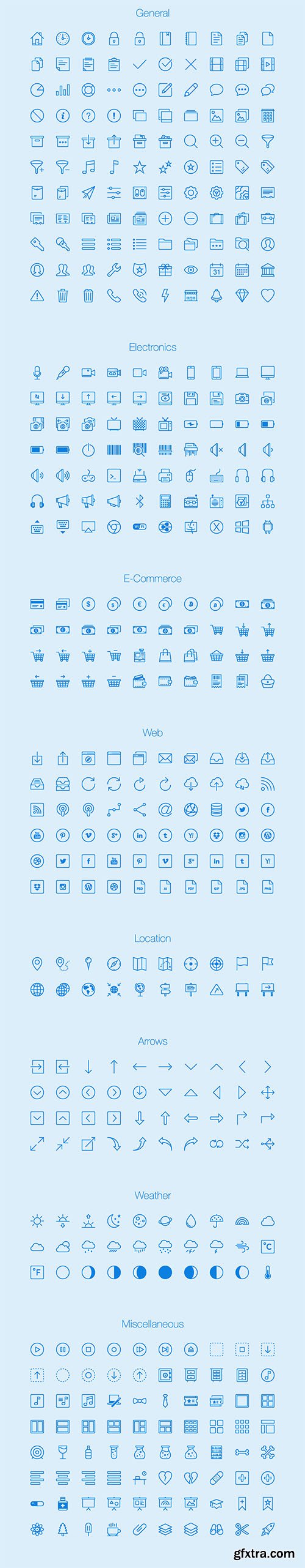 Ai, EPS, PNG Web Icons - 450 Outline Icons 2015
