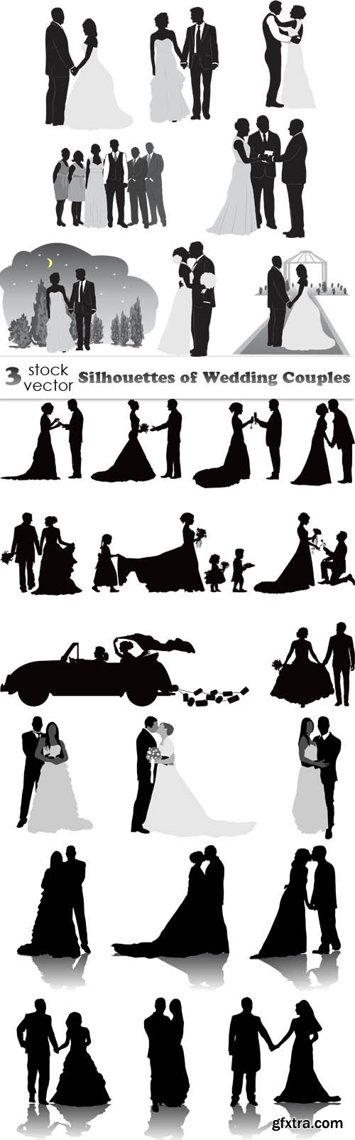 Vectors - Silhouettes of Wedding Couples