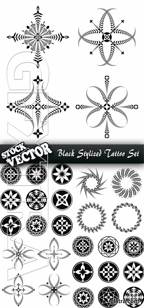 Stock Vector - Black Stylized Tattoo Set