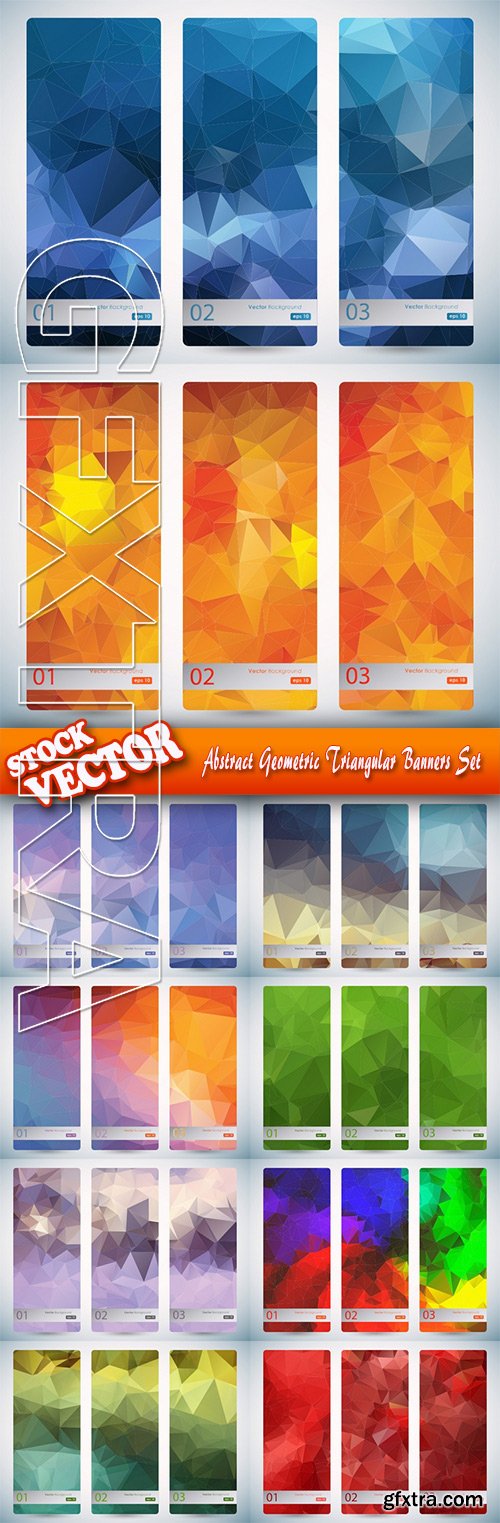 Stock Vector - Abstract Geometric Triangular Banners Set