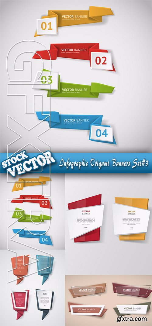 Stock Vector - Infographic Origami Banners Set#3