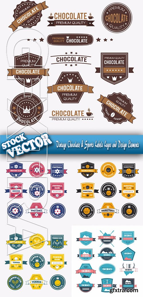 Stock Vector - Vintage Chocolate & Sports Labels Logos and Design Elements