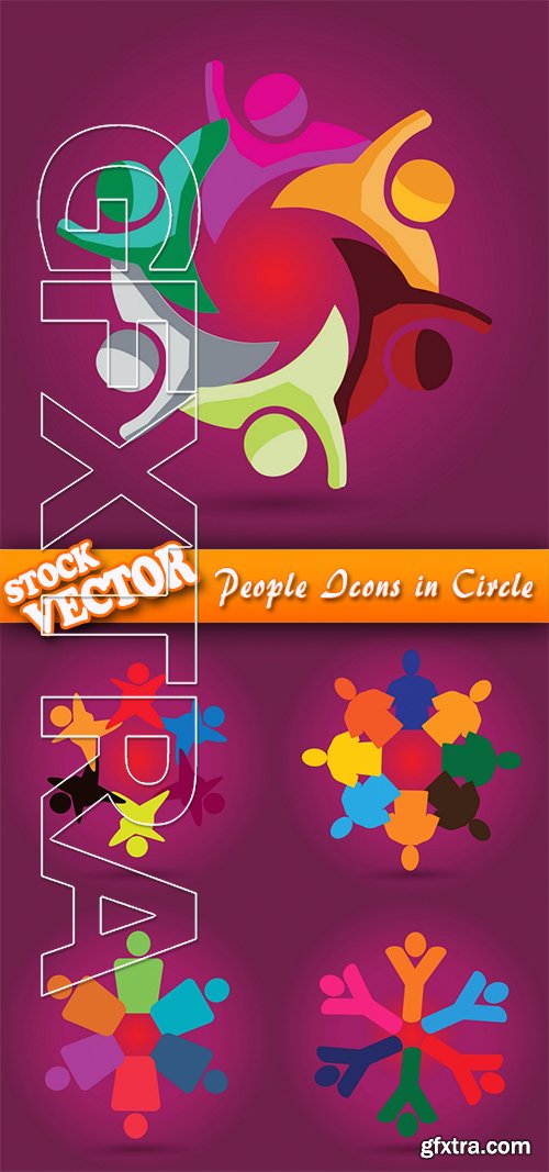 Stock Vector - People Icons in Circle