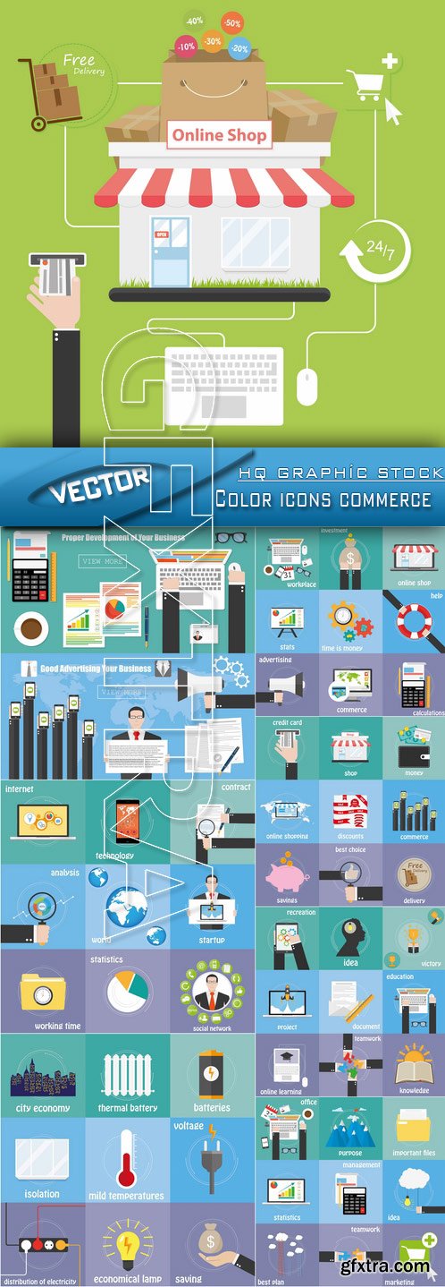 Stock Vector - Color icons commerce