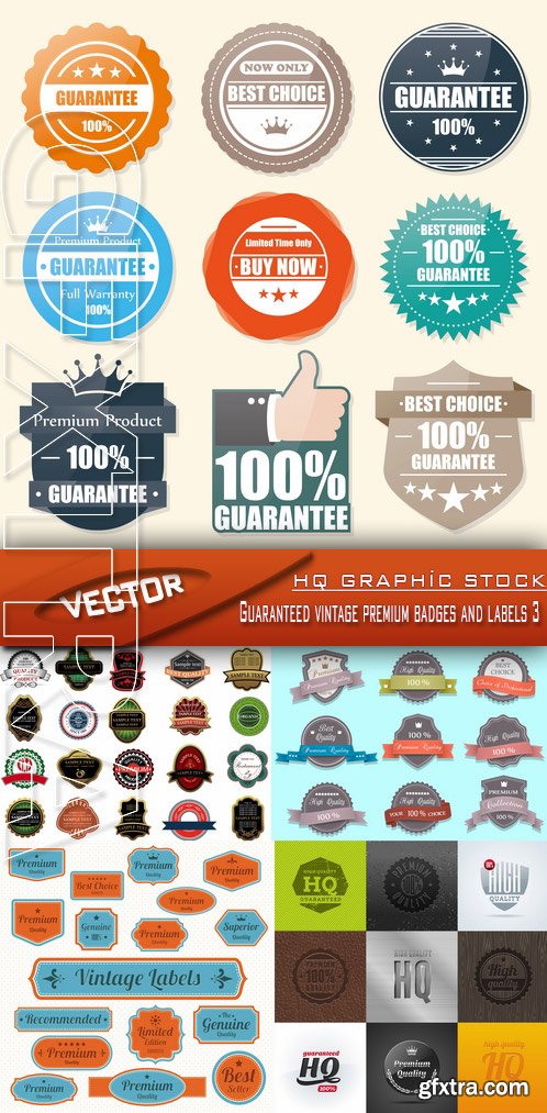 Stock Vector - Guaranteed vintage premium badges and labels 3