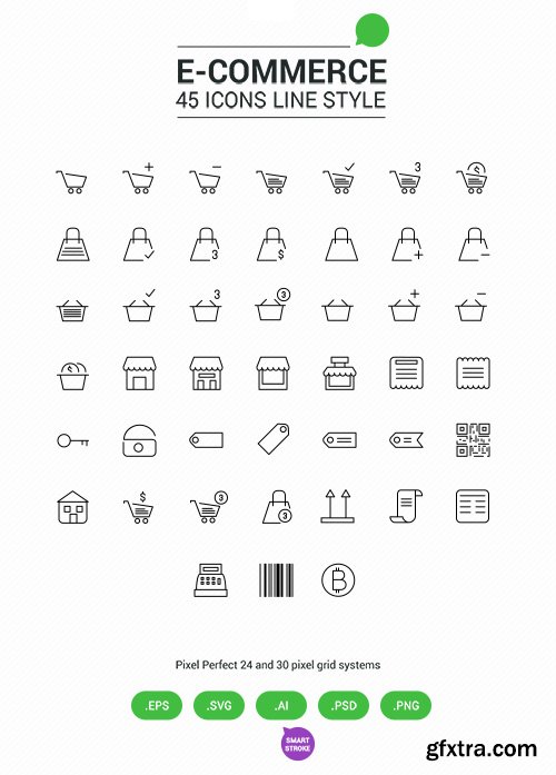 PSD, AI, EPS, PNG, SVG Web Icons - 45 E-Commerce Icons 2015