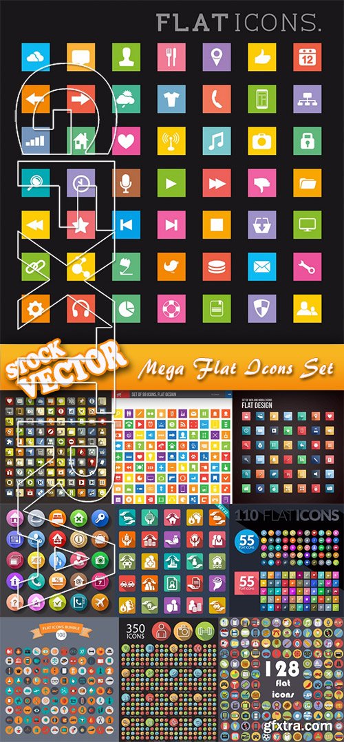 Stock Vector - Mega Flat Icons Set