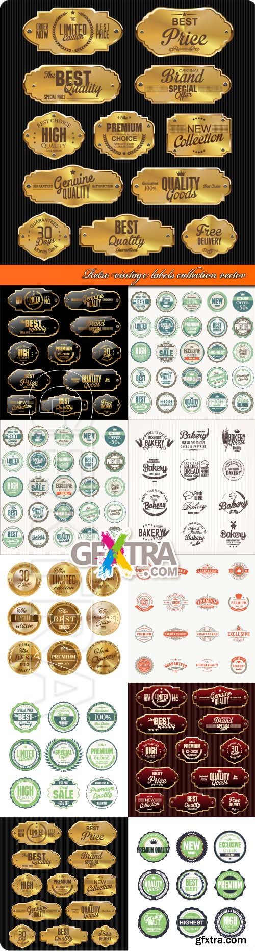 Retro vintage labels collection vector
