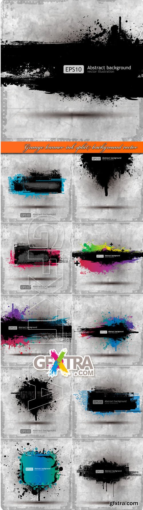 Grunge banner ink splat background vector