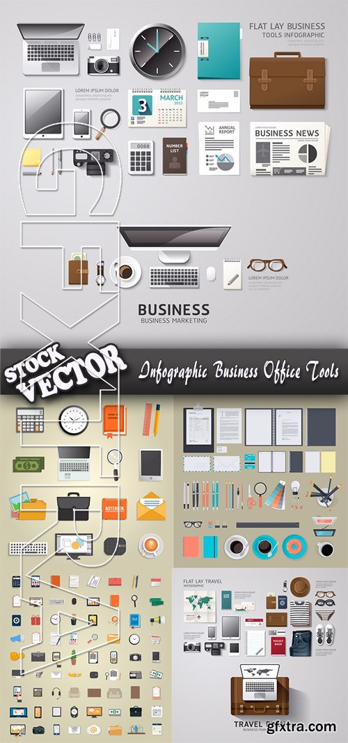 Stock Vector - Infographic Business Office Tools