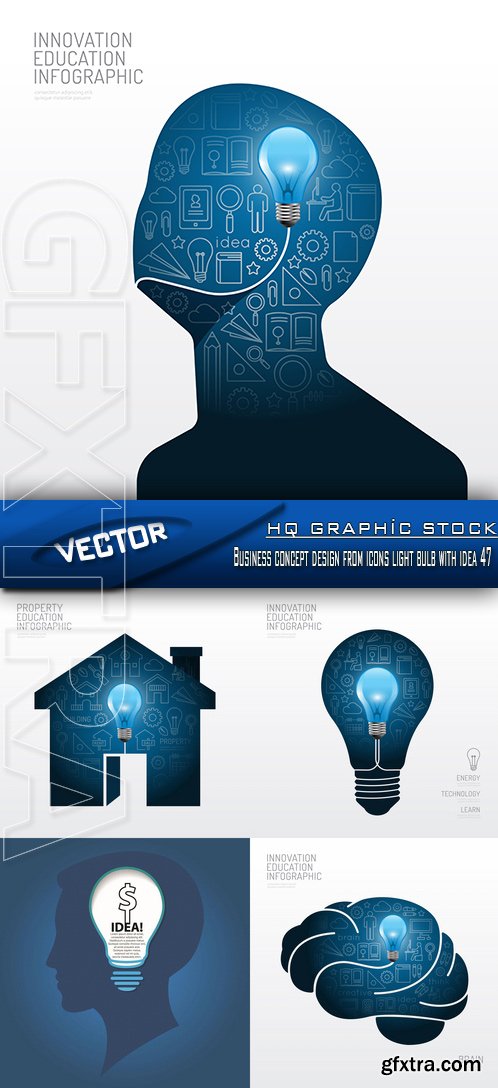 Stock Vector - Business concept design from icons light bulb with idea 47