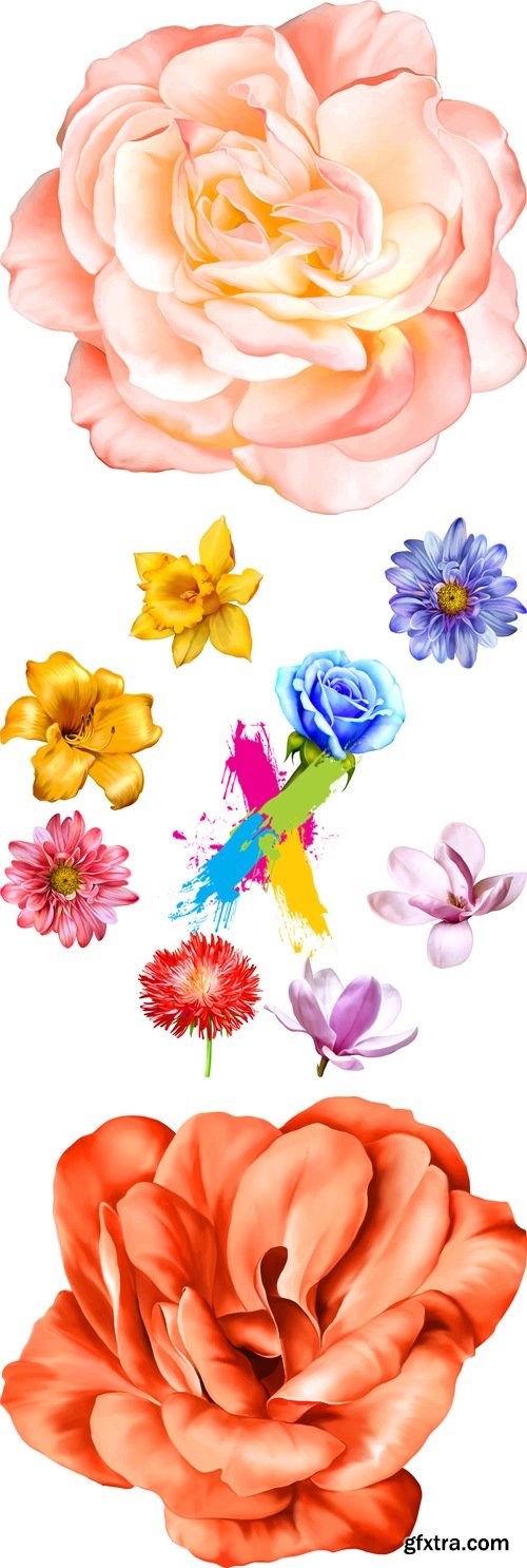Realistic Flowers Vector 4
