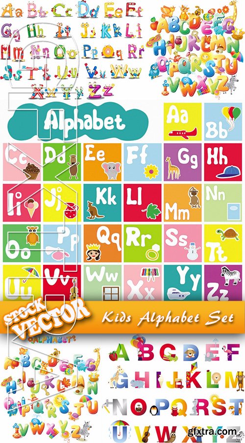 Stock Vector - Kids Alphabet Set