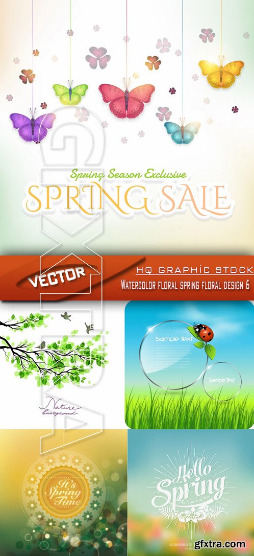 Stock Vector - Watercolor floral spring floral design 6