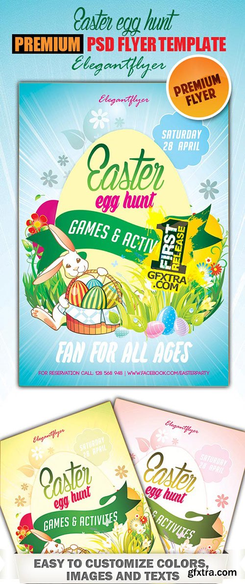 Easter egg hunt Flyer PSD Template + FB Cover