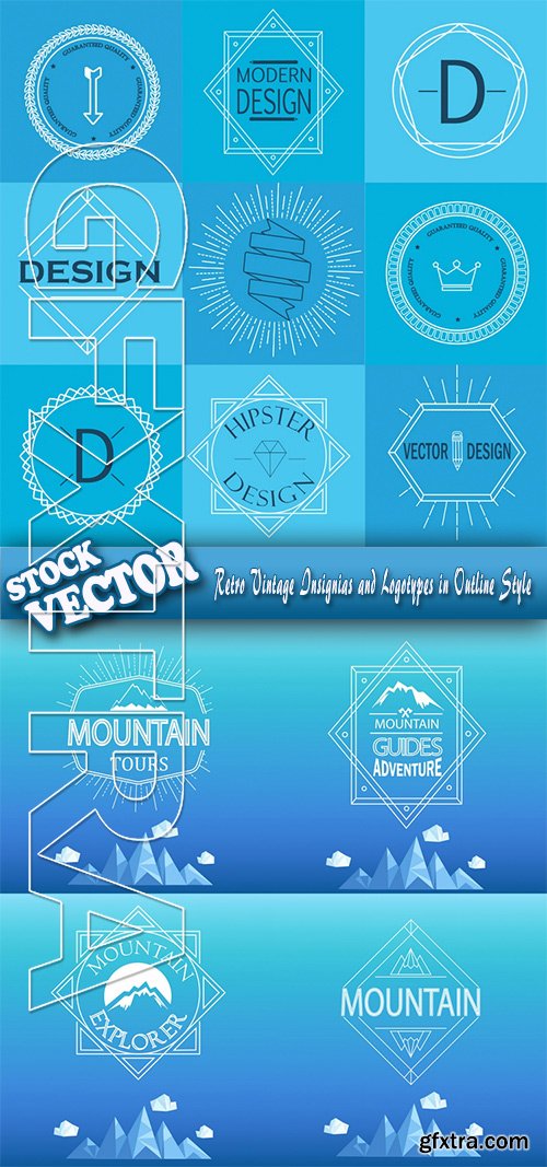 Stock Vector - Retro Vintage Insignias and Logotypes in Outline Style