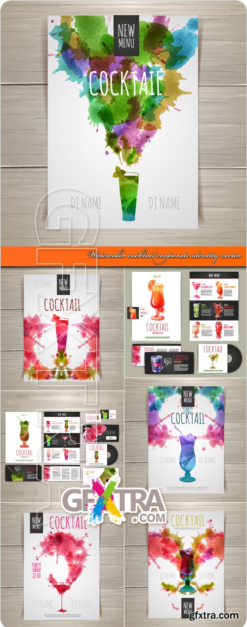 Watercolor cocktail corporate identity vector