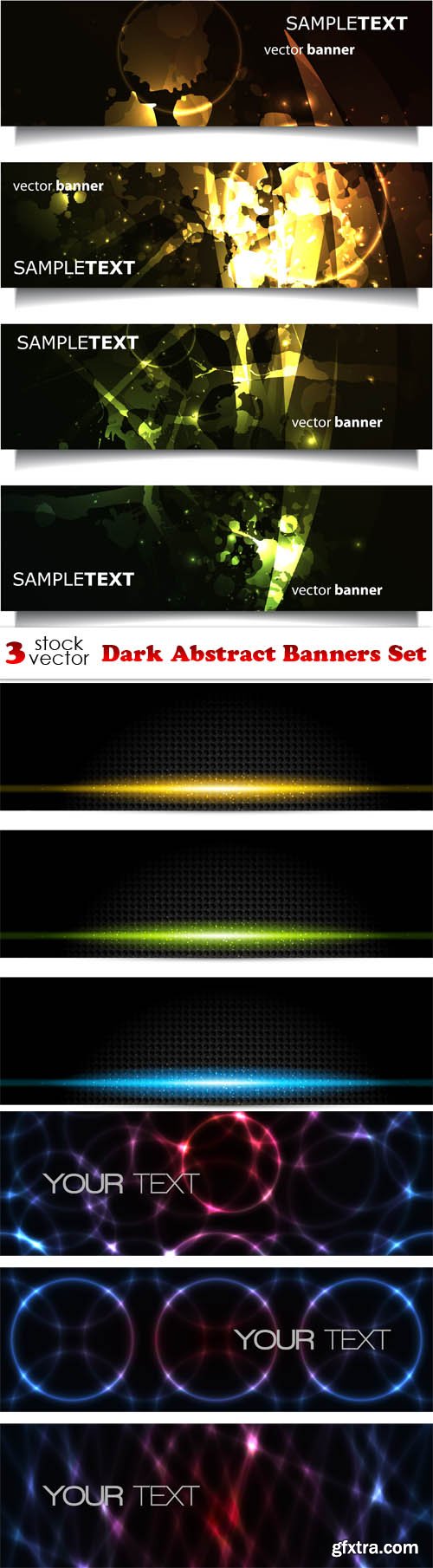 Vectors - Dark Abstract Banners Set