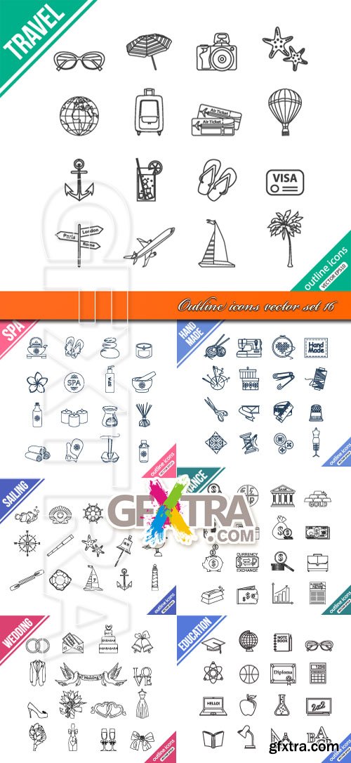 Outline icons vector set 16