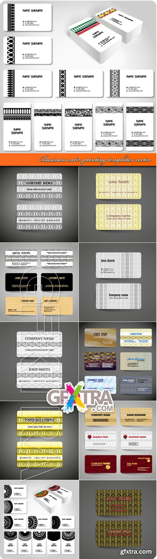 Business card printing templates vector