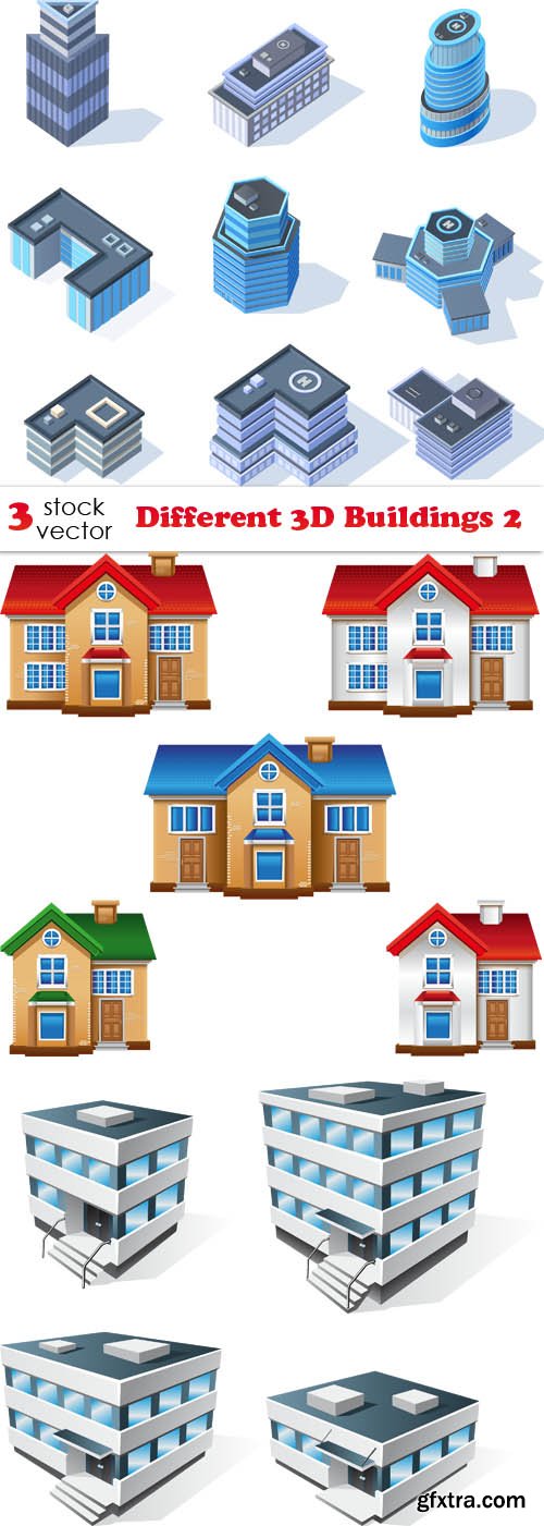 Vectors - Different 3D Buildings 2