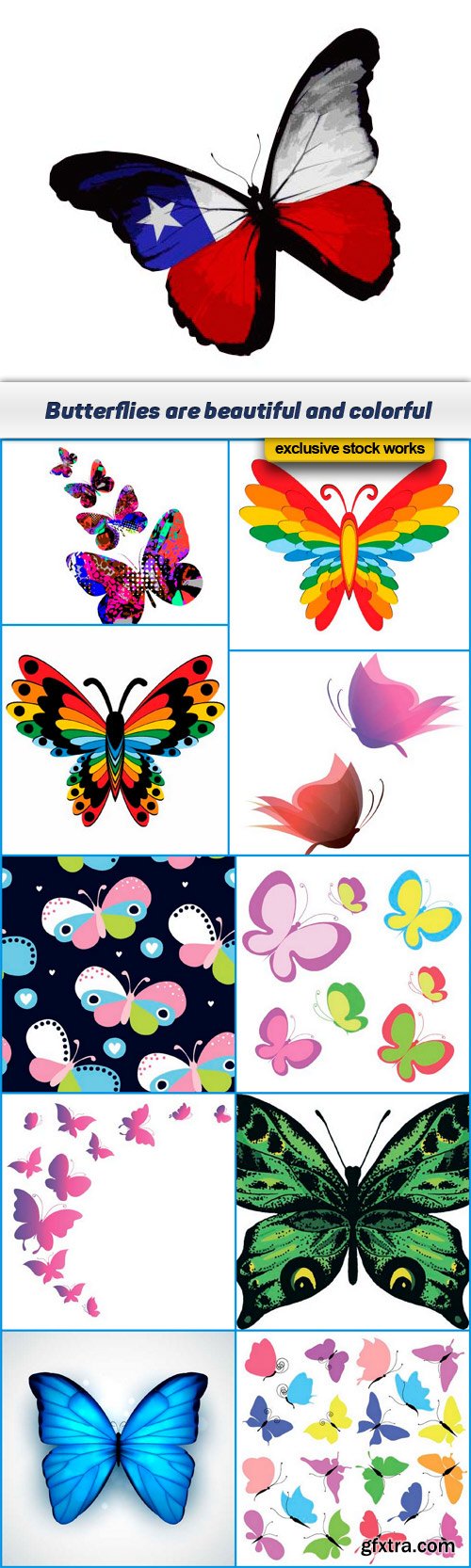 Butterflies are beautiful and colorful 11x EPS