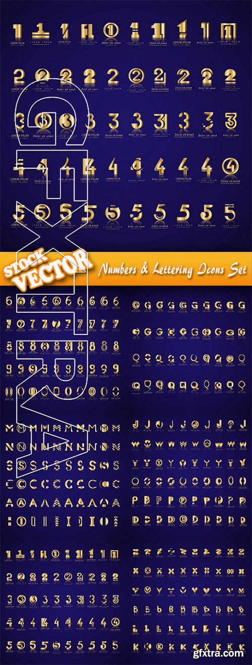 Stock Vector - Numbers & Lettering Icons Set