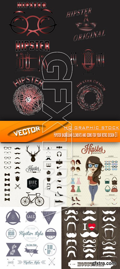 Stock Vector - Hipster backround elements and icons for your retro design 31