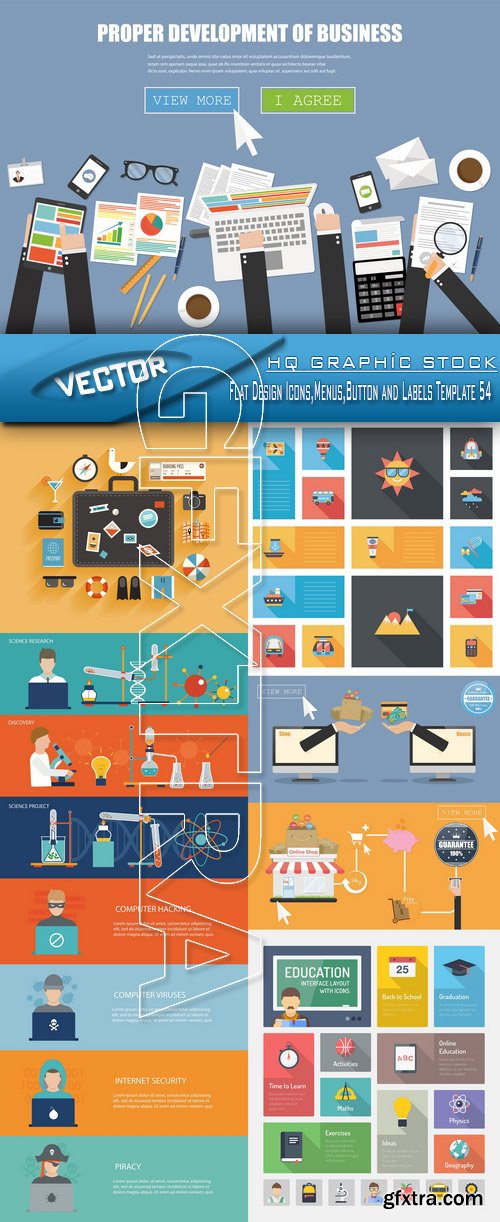 Stock Vector - Flat Design Icons,Menus,Button and Labels Template 54