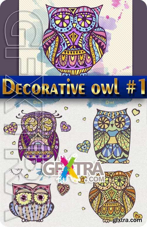 Decorative Owl #1 - Stock Vector