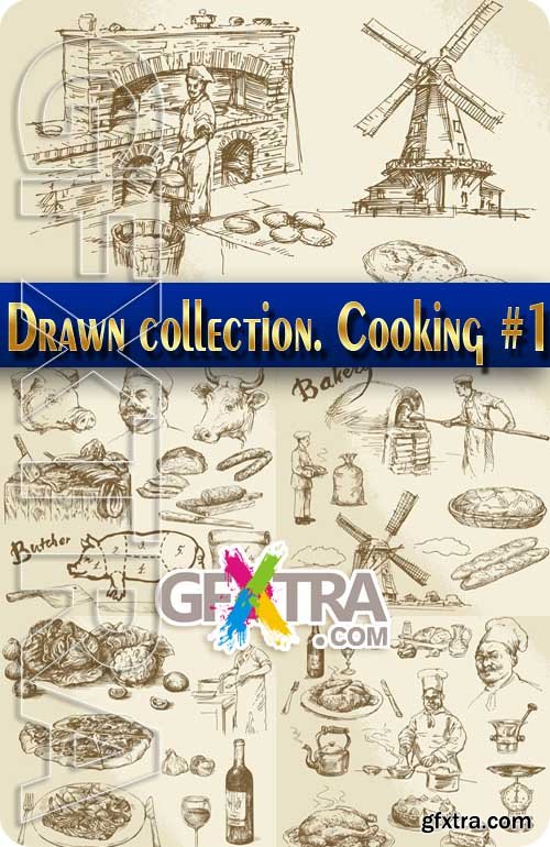 Hand drawn collection. Cooking #1 - Stock Vector
