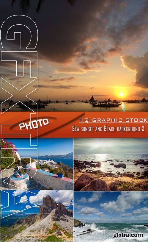 Stock Photo - Sea sunset and Beach background 2