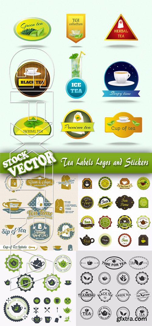 Stock Vector - Tea Labels Logos and Stickers