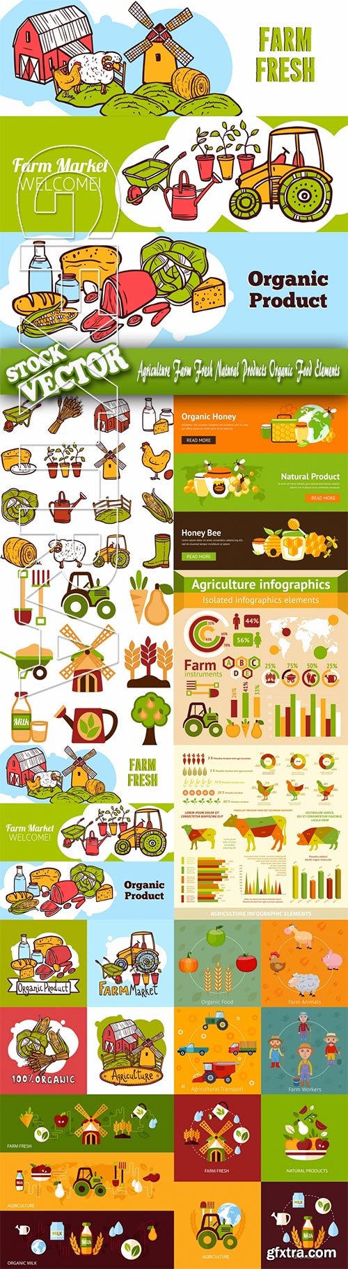 Stock Vector - Agriculture Farm Fresh Natural Products Organic Food Elements