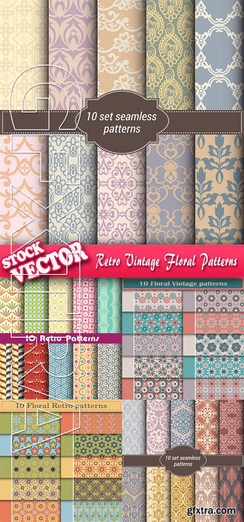 Stock Vector - Retro Vintage Floral Patterns